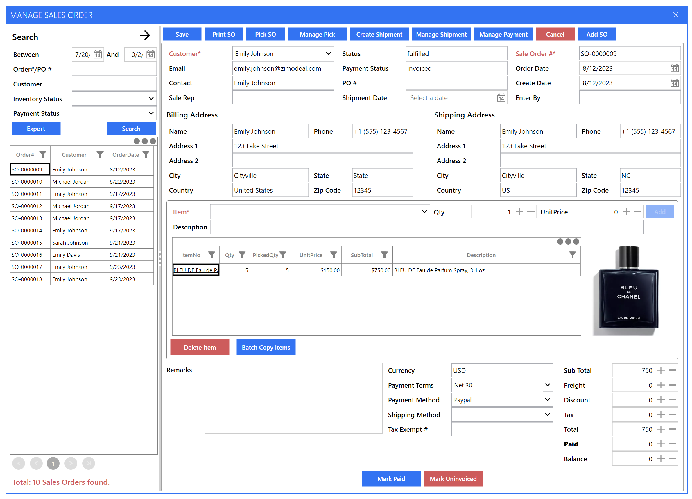 screenshot of C2W Inventory Management System